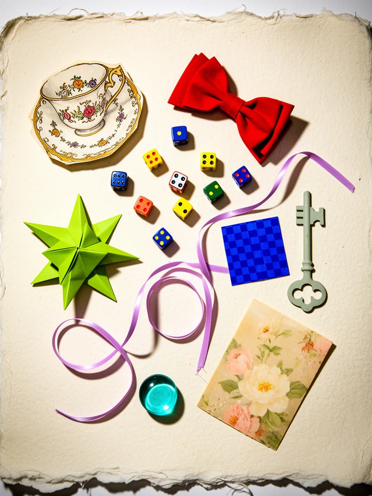 Quirky and Random mood reference illustration with playful found-object details; not a preview of mystery box contents