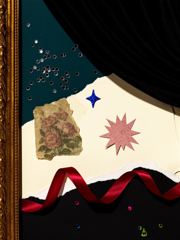 Moody Maximalist mood reference illustration with romantic vintage details; not a preview of mystery box contents